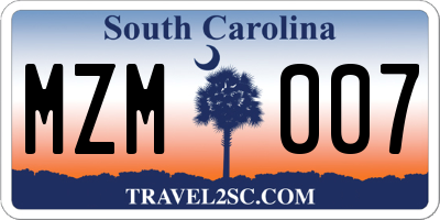 SC license plate MZM007