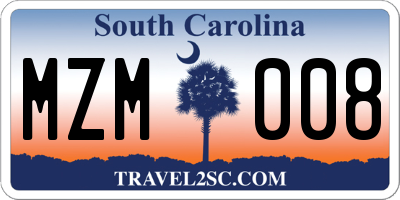 SC license plate MZM008