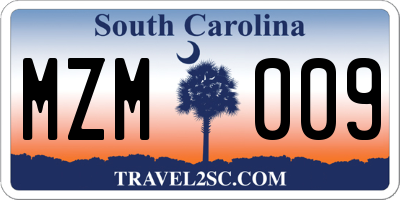SC license plate MZM009