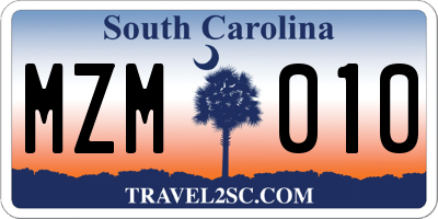 SC license plate MZM010