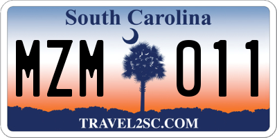 SC license plate MZM011