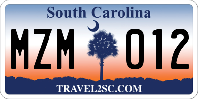 SC license plate MZM012
