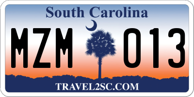 SC license plate MZM013
