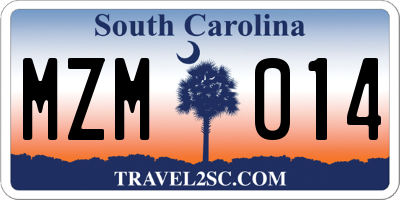 SC license plate MZM014