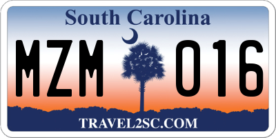 SC license plate MZM016