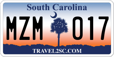 SC license plate MZM017