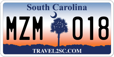 SC license plate MZM018