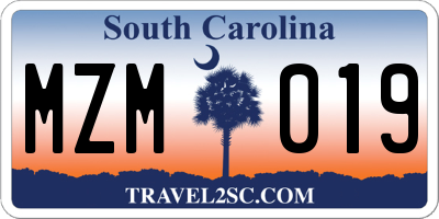 SC license plate MZM019