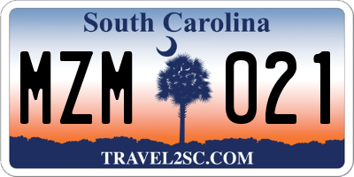 SC license plate MZM021