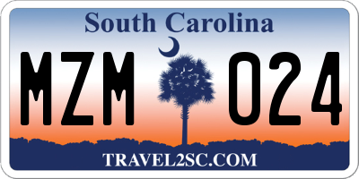 SC license plate MZM024