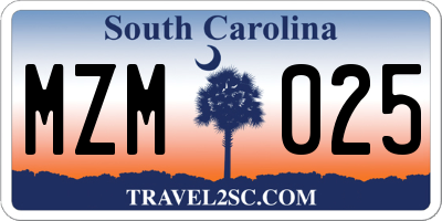 SC license plate MZM025