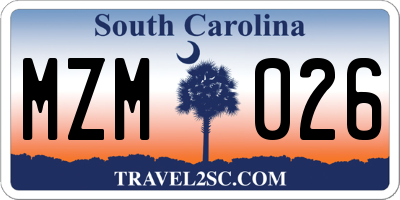 SC license plate MZM026