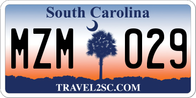 SC license plate MZM029