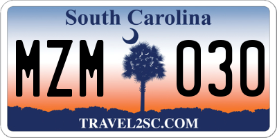 SC license plate MZM030