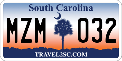SC license plate MZM032
