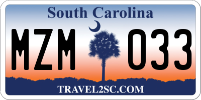 SC license plate MZM033