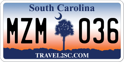 SC license plate MZM036