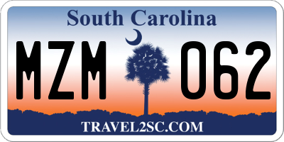 SC license plate MZM062