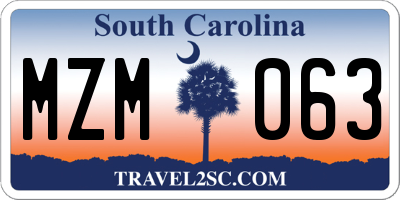 SC license plate MZM063