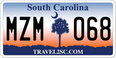 SC license plate MZM068