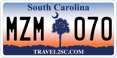 SC license plate MZM070