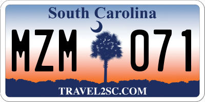 SC license plate MZM071