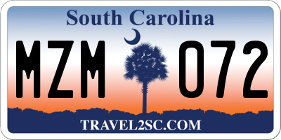 SC license plate MZM072