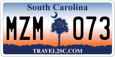 SC license plate MZM073