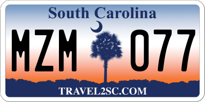 SC license plate MZM077
