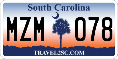 SC license plate MZM078