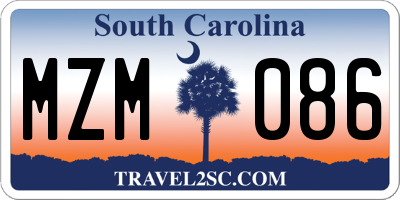 SC license plate MZM086