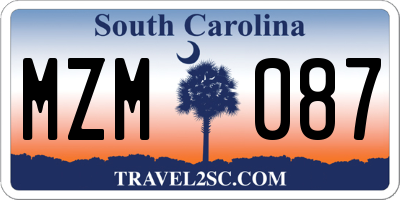 SC license plate MZM087