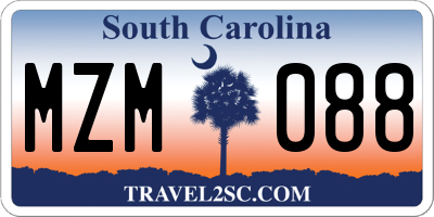 SC license plate MZM088