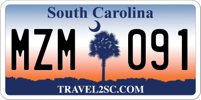 SC license plate MZM091