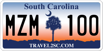SC license plate MZM100