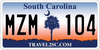 SC license plate MZM104