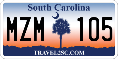SC license plate MZM105