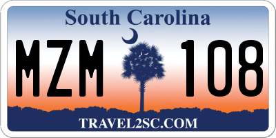 SC license plate MZM108