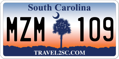 SC license plate MZM109