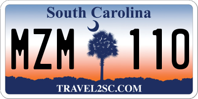 SC license plate MZM110