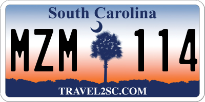SC license plate MZM114