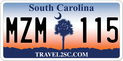 SC license plate MZM115