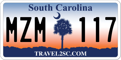 SC license plate MZM117