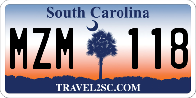 SC license plate MZM118