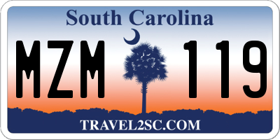 SC license plate MZM119
