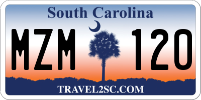 SC license plate MZM120