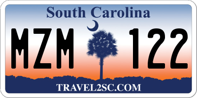 SC license plate MZM122