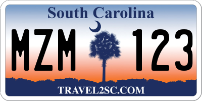 SC license plate MZM123