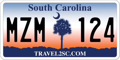 SC license plate MZM124
