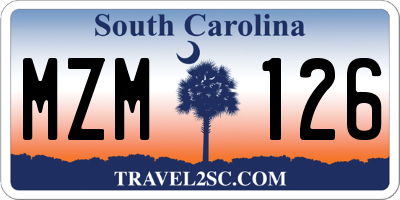 SC license plate MZM126